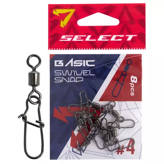 Вертлюжок з застібкою Select Basic Swivel Snap #4 (8 шт / уп), Размер: 29.5мм, Цвет воблера: Black Nickel, фото 